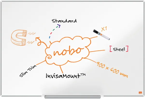 Nobo Impression Pro ocelová tabule 90x60cm bílá